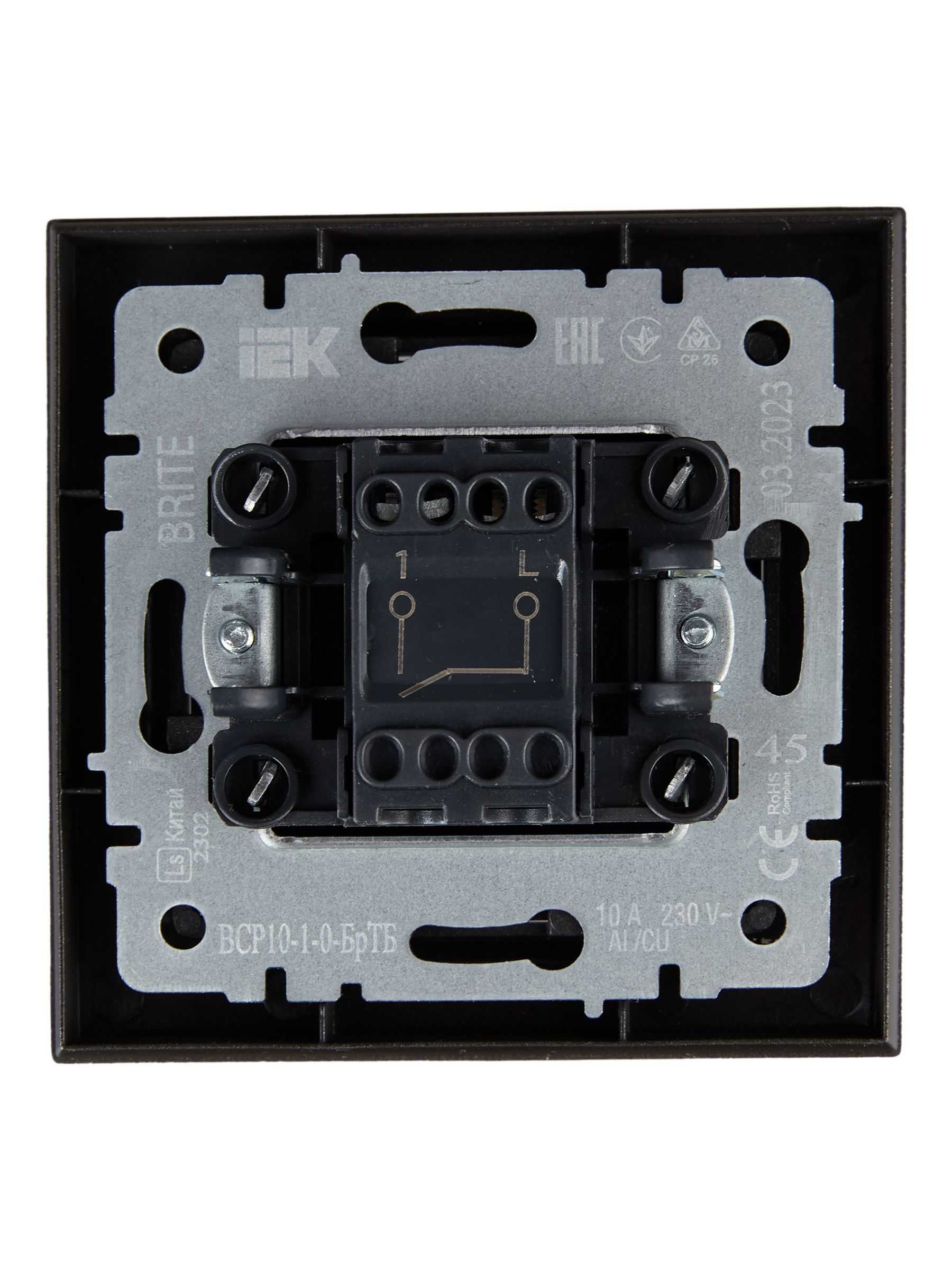 BRITE Выключатель 1-клавишный 10А в сборе ВСР10-1-0-БрТБ темная бронза IEK - Фото 6