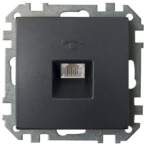 Розетка телефонная четырехконтактная скрытой установки ТР4-037 графит