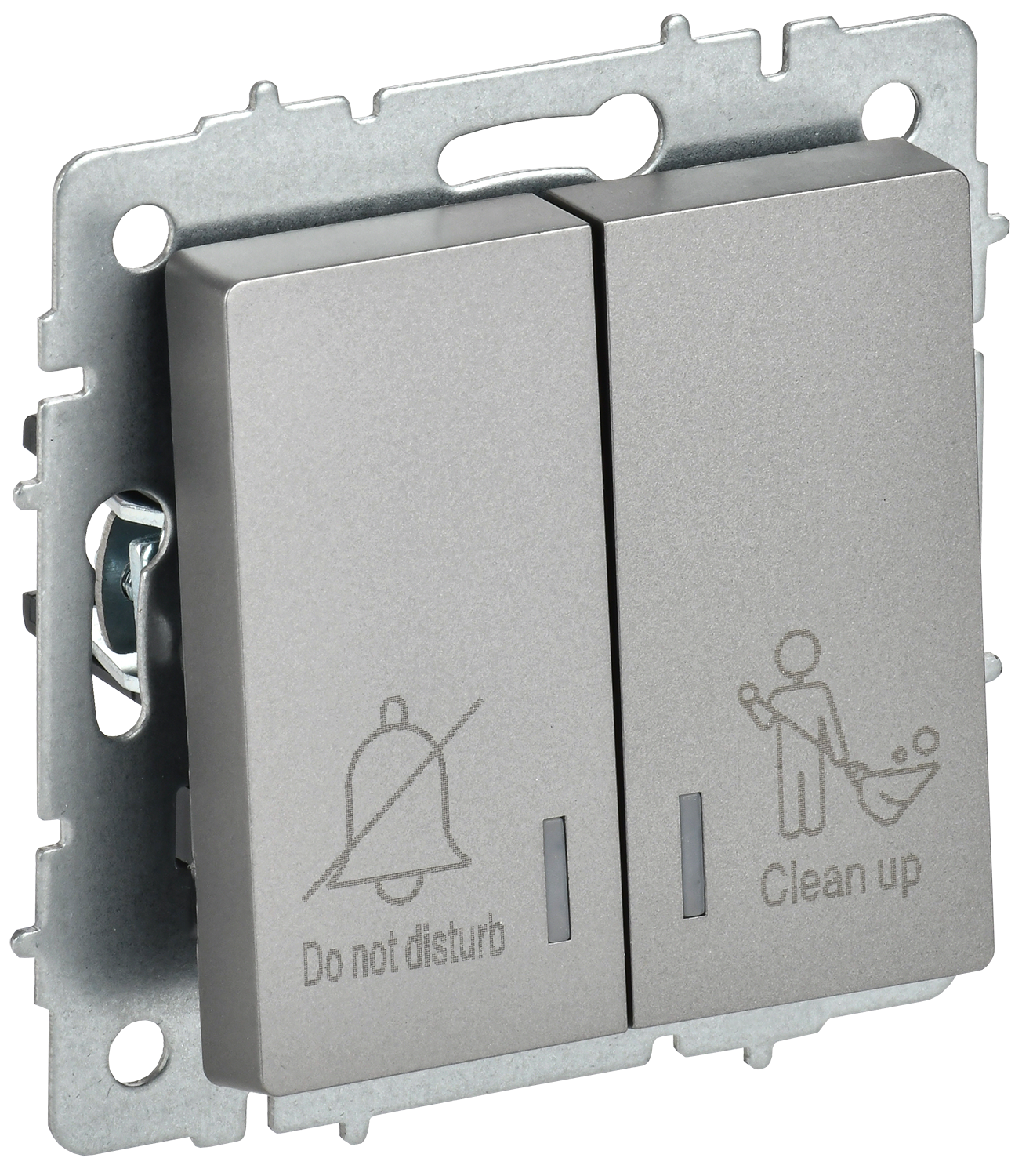 BRITE Выключатель 2-клавишный с индикацией для отелей 10А ВС10-2-9-БрС сталь IEK BR-V20-2-10-K46