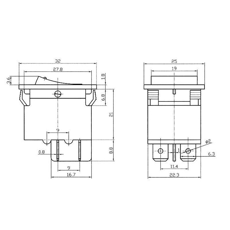 Выключатель - автомат клавишный 250V 10А (4с) RESET-OFF красный с подсветкой (IRS-2-R15) REXANT - Фото 2