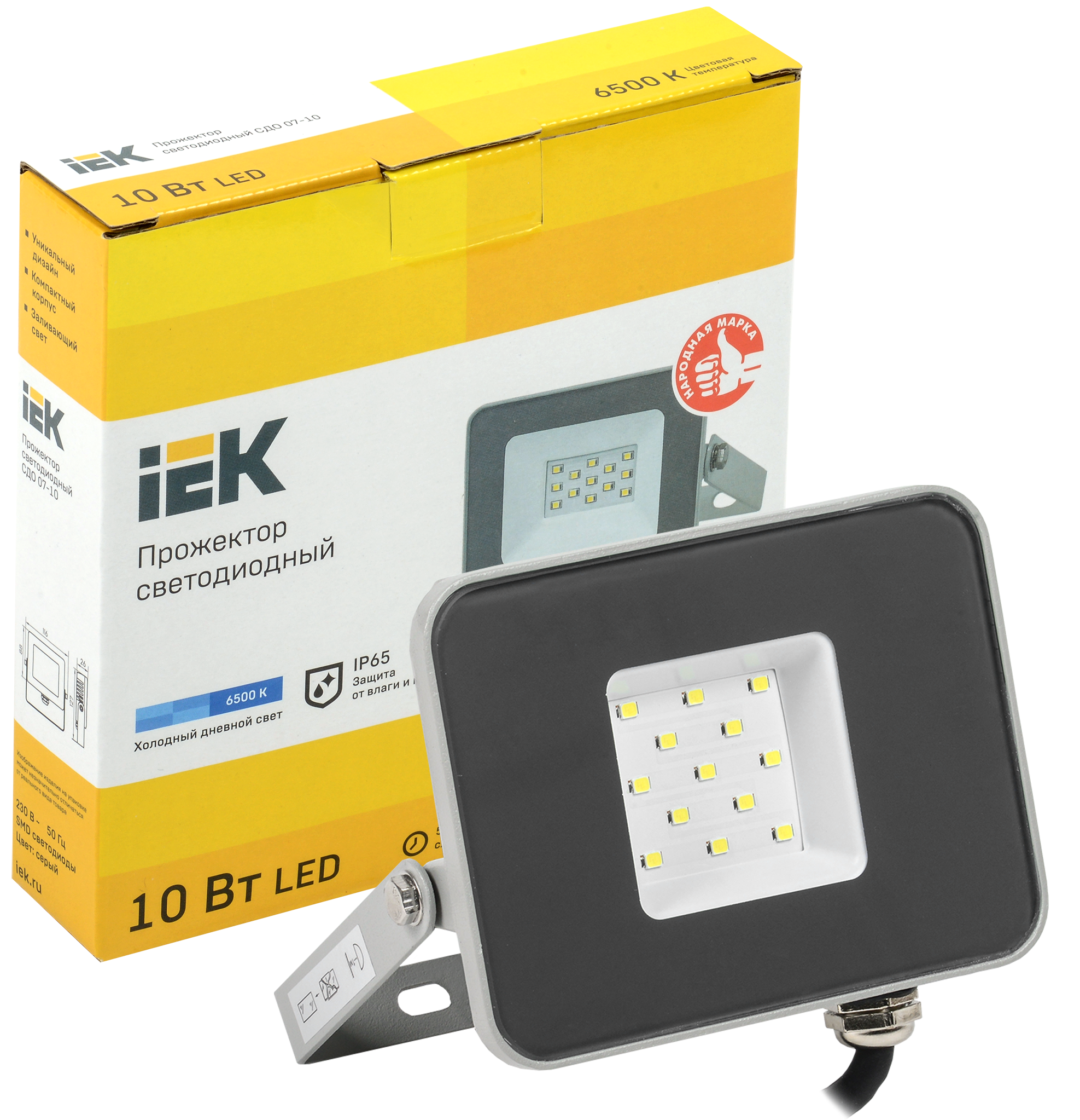 Прожектор светодиодный СДО 07-10 IP65 серый IEK