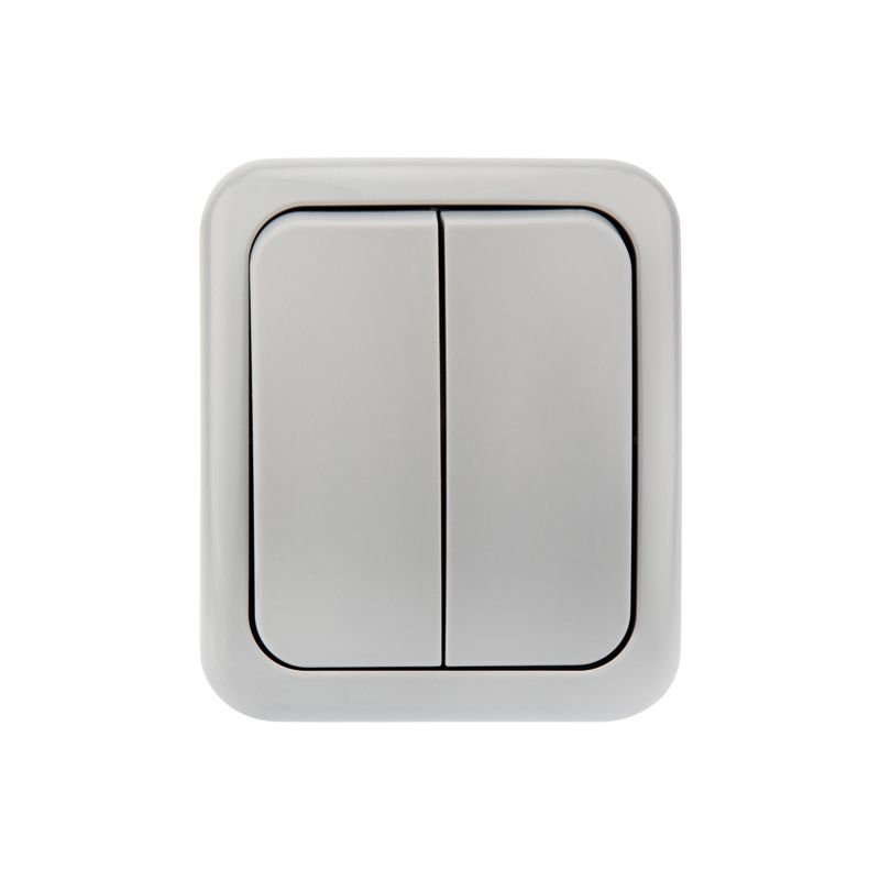 Выключатель двухклавишный Mini OG IP54 о/у, серый KRANZ - Фото 2