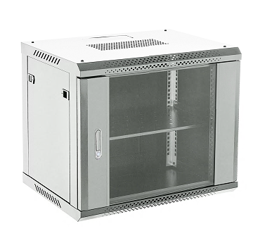 Настенный шкаф 19" 12U 600×600×635 (ШxГxВ), дверь стекло, металлическая задняя стенка, боковые съемные стенки, RAL 7035 REXANT 04-1266-111