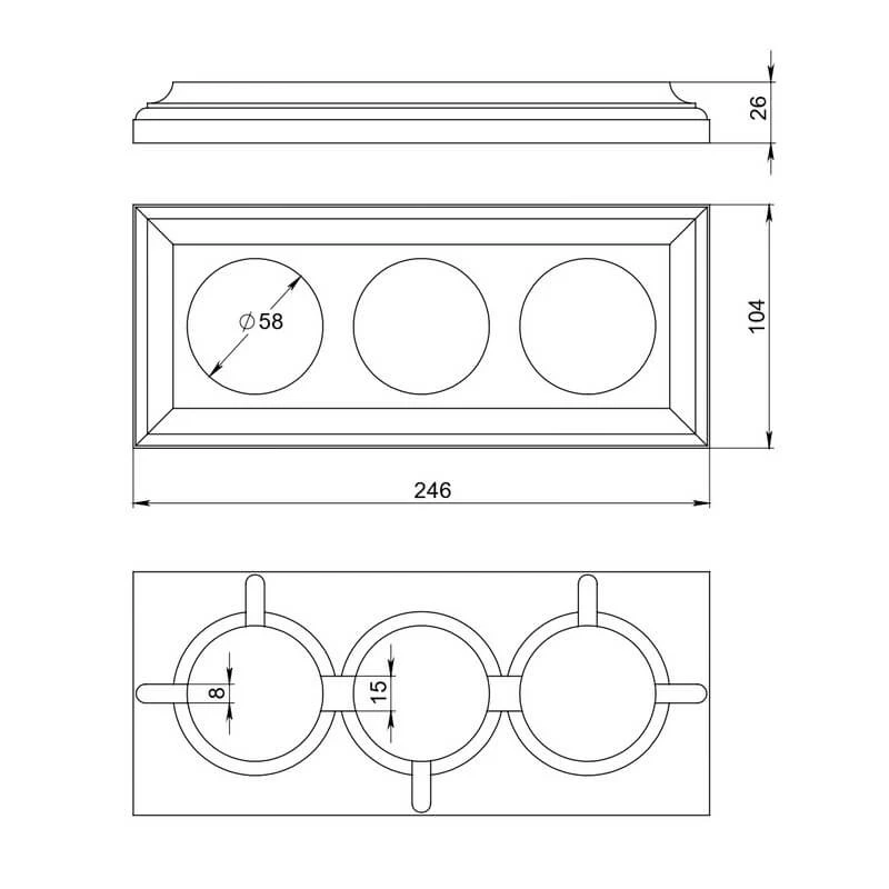 Рамка трехместная "Престиж" без тонировки, для наружного и внутреннего монтажа, ТМ "МезонинЪ" GE7070 - Фото 2