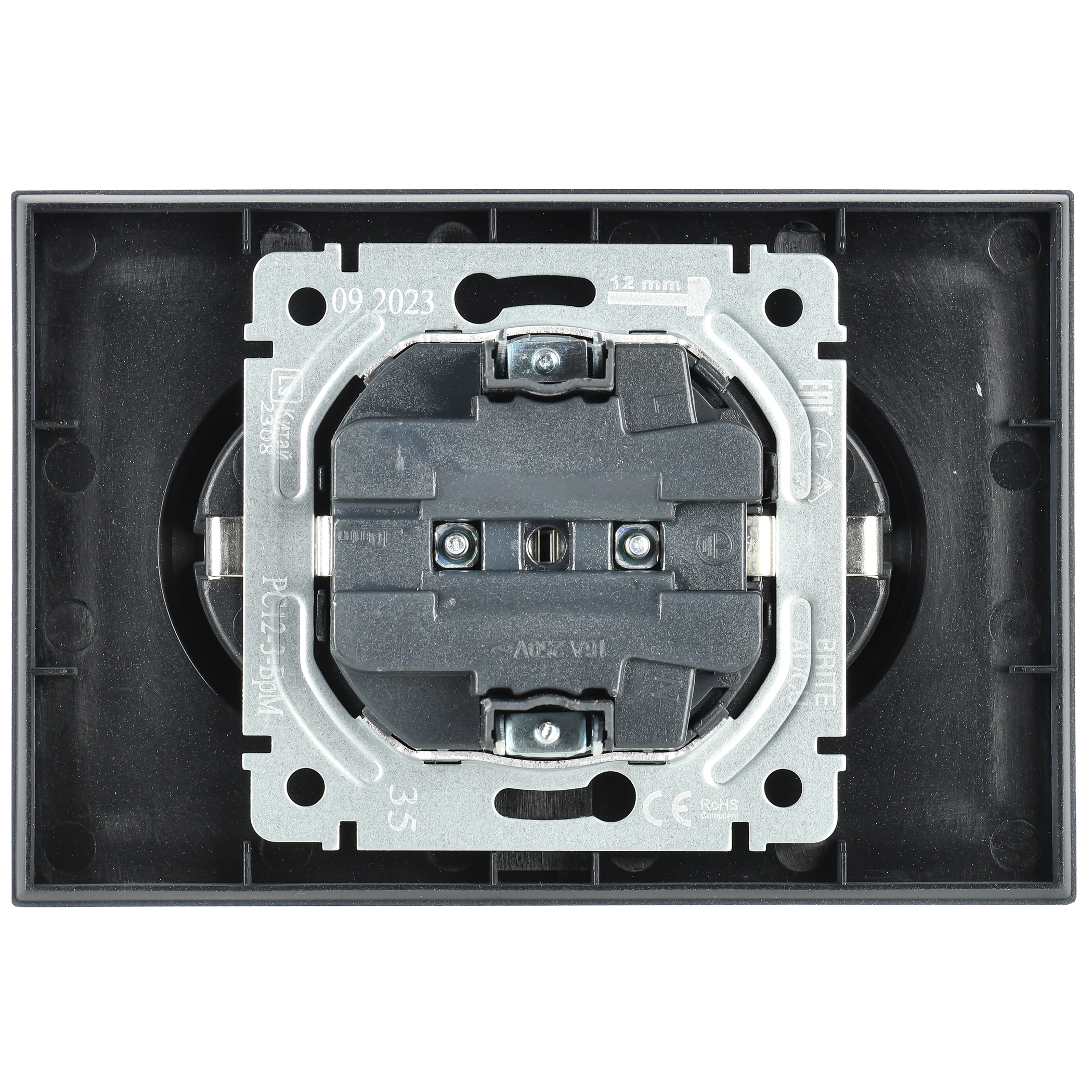 BRITE Розетка 2-местная с заземлением без защитных шторок 16А в сборе РС12-3-БрМ маренго IEK - Фото 7