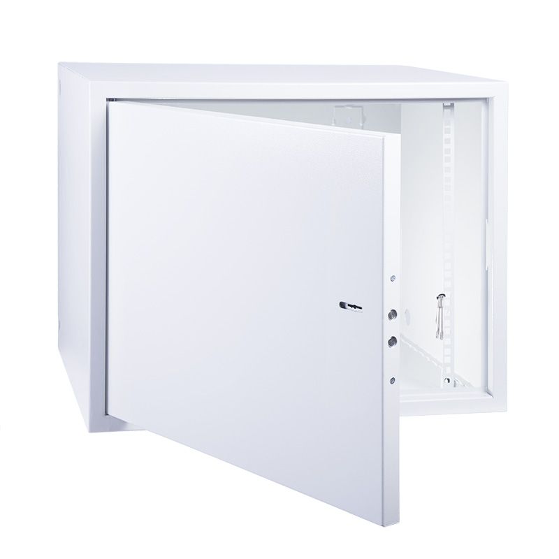 Шкаф настенный 19" АНТИВАНДАЛЬНЫЙ распашной 8U 600×400×450мм, (ШxГxВ) RAL 7035 REXANT 04-2252