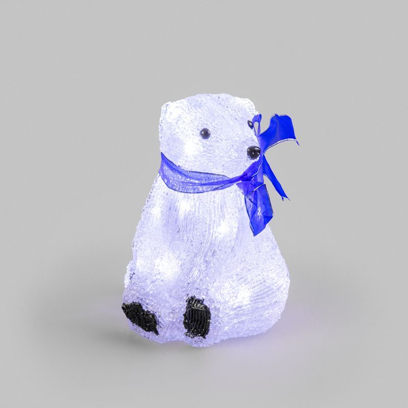 Акриловая светодиодная фигура Белый мишка 20 см, 4,5 В, 3 батарейки AA (не входят в комплект), 20 светодиодов NEON-NIGHT 513-247