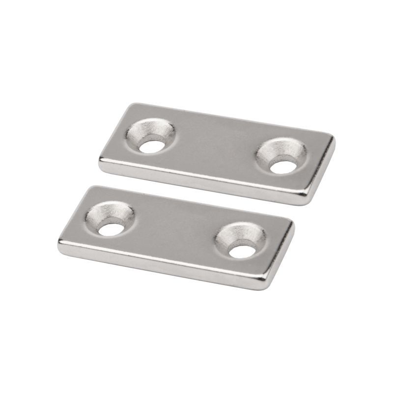 Неодимовый магнитный прямоугольник 35х15х3мм, с 2 зенковками 8х4мм (1 шт/уп) REXANT 72-3703