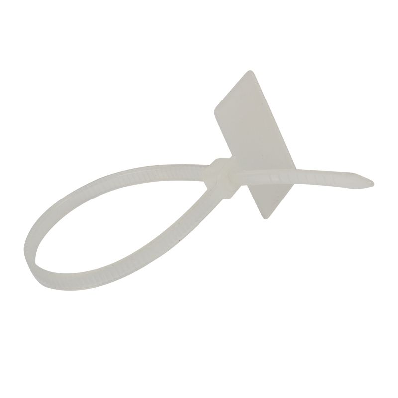 Хомут с площадкой под маркер нейлоновый 100x2,5мм белый (100 шт/уп) REXANT 07-0106-2