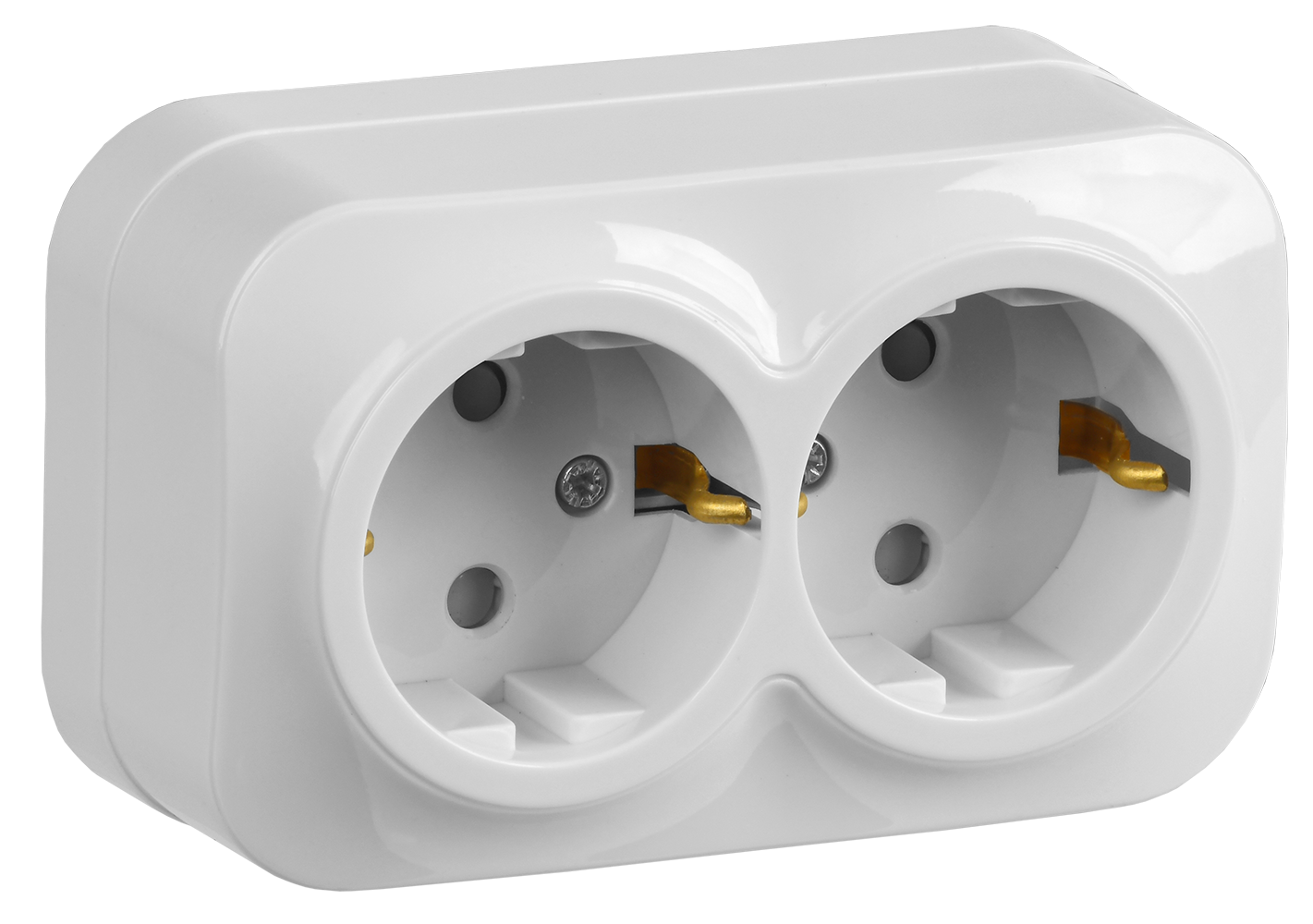 GLORY Розетка 2-местная для открытой установки с заземлением с защитными шторками 16А РСш22-3-ХБ белый IEK