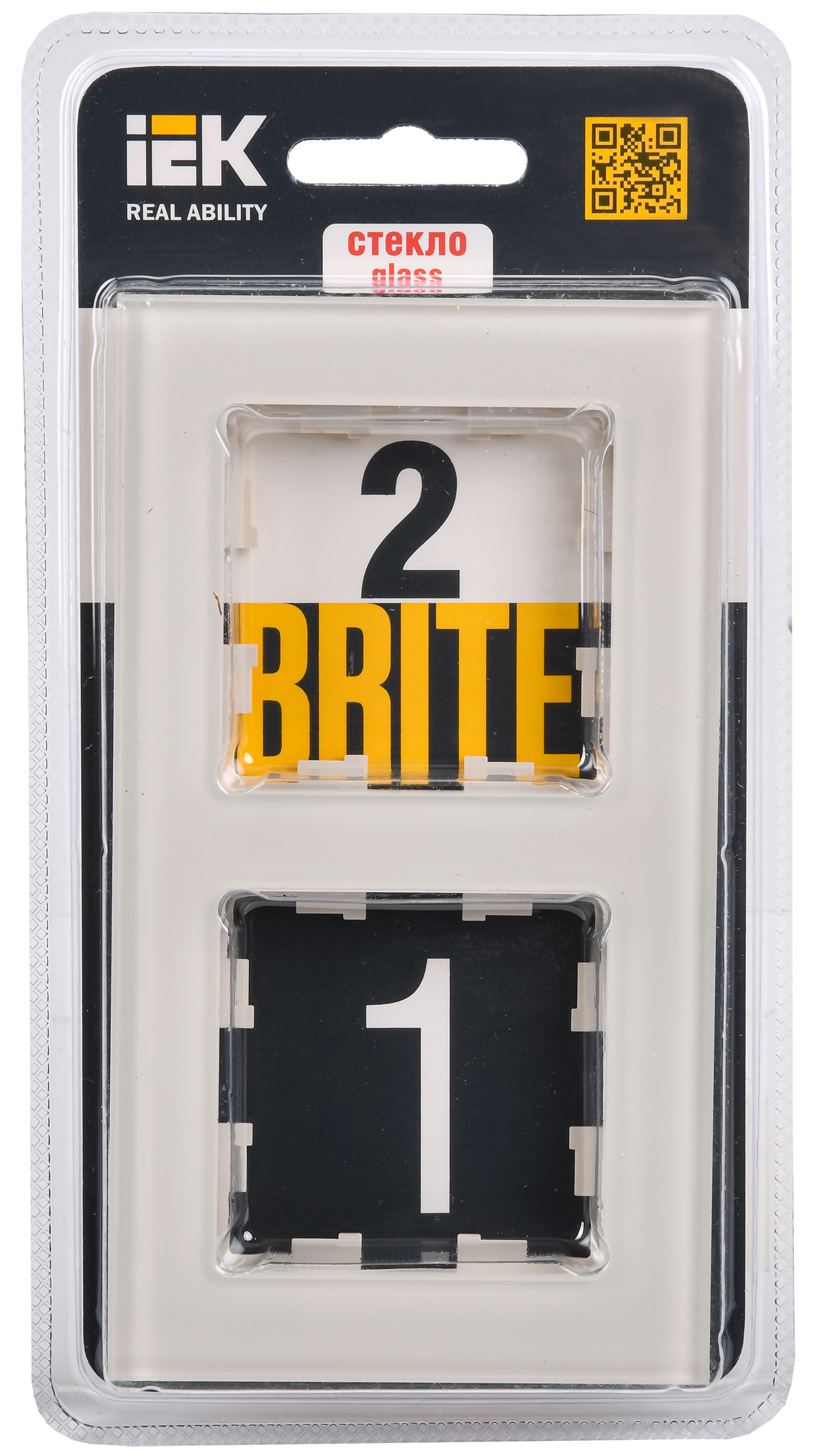 BRITE Рамка 2 -местная РУ-2-2-БрВа стекло ванильный IEK - Фото 2