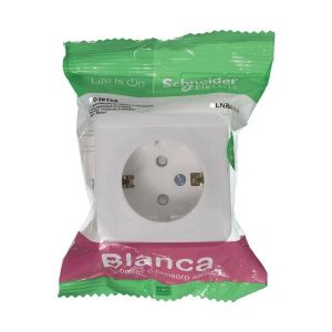 Розетка 1-м ОП Blanca 16А IP20 250В с заземл. защ. шторки с изолир. пластиной бел. SE BLNRA011111 1210460