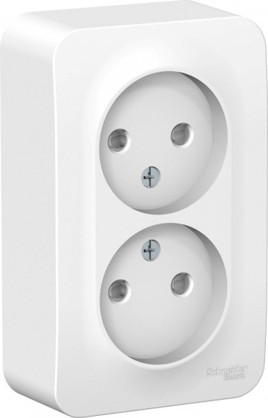 Розетка 2-м ОП Blanca 16А IP20 250В без заземл. защ. шторки с изолир. пластиной бел. SE BLNRA001211 - Фото 2