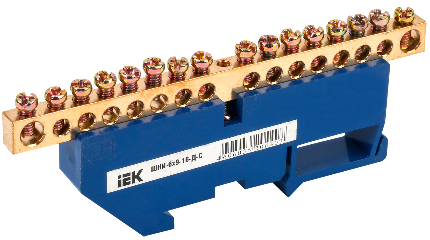 Шина N "ноль" на DIN-изол ШНИ-6х9-16-Д-С IEK