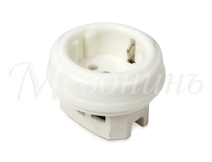 Розетка ретро фарфоровая, двухполюсная, с заземл контактом  (D70x20,16А, 250В, IP20, без подъем GE70301-01k