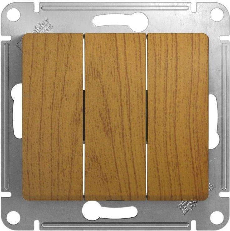 Выключатель 3-кл. СП Glossa 10А IP20 (сх. 1+1+1) 10AX механизм дерево дуб SE GSL000531