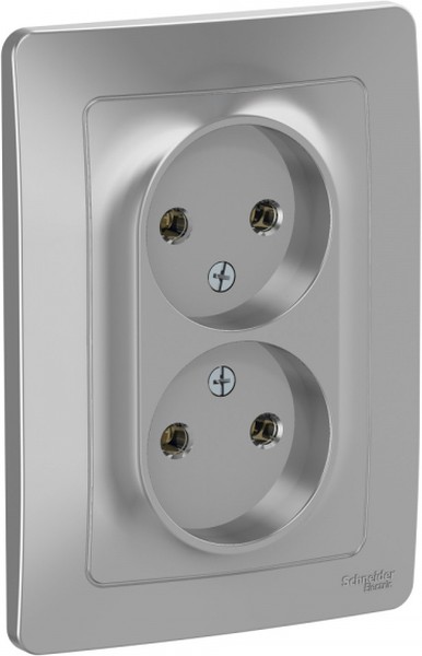 Розетка 2-м СП Blanca 16А IP20 250В без заземл. без защ. шторок алюм. SE BLNRS000023 - Фото 3