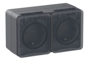 Розетка 2-м ОП AtlasDesign Profi54 16А IP54 250В с заземл. защ. шторки антрацит SE ATN544026 1616132