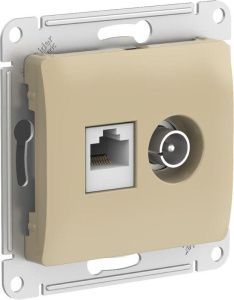 Розетка компьютерная + телевизионная 2-м Glossa RJ45 кат.5E + TV механизм титан SE GSL000489 1402912