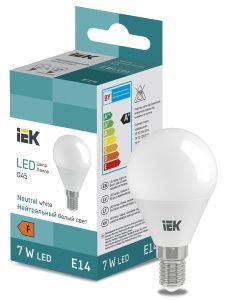 Лампа светодиодная "Шар G45" 7 Вт 600lm 4000K E14 IEK (ЭФ) LL-I-G45-7-230-40-E14