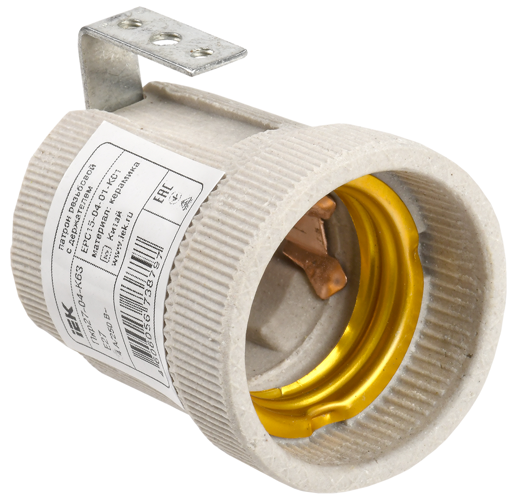 Патрон с держателем Пкр27-04-К63 Е27 керамика IEK EPC15-04-01-K01