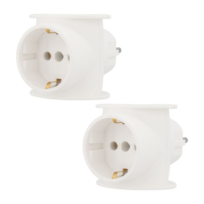Набор тройников электрических универсальных 16А с/з, одно гнездо, белый (2 шт./уп.) REXANT 11-1080-2