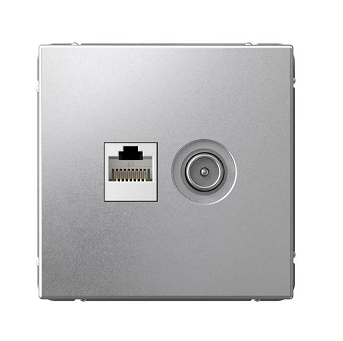 Розетка компьютерная + телевизионная 2-м ArtGallery RJ45 + TV кат.5E алюм. SE GAL000389 1823494