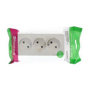 Розетка 3-м ОП Blanca 16А IP20 250В без заземл. без защ. шторок с изолир. пластиной беж. SE BLNRA000317 520069