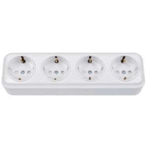 Розетка штепсельная четырехместная для открытой установки с заземляющим контактом со шторками РА16-0 9106BY