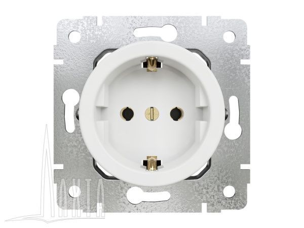 Розетка с ЗК, скрыт,установки, цвет - белый Лахта/Лахта СенатЪ