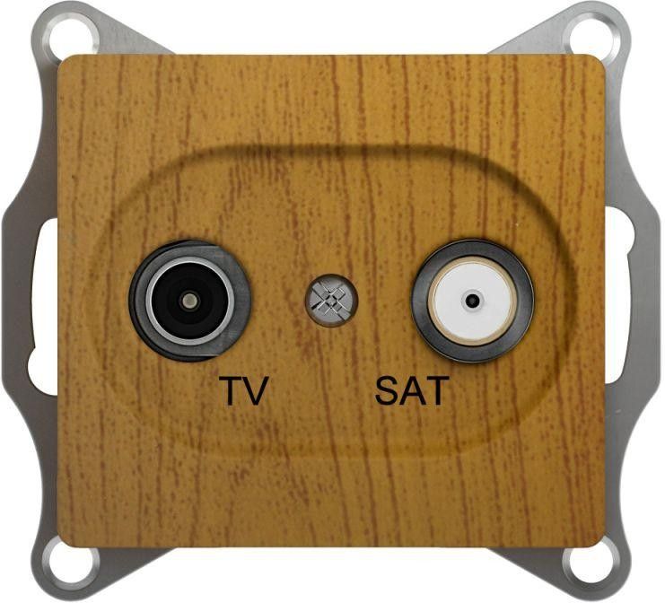 Розетка телевизионная оконечная TV/SAT 2-м СП Glossa 1дБ механизм дерево дуб SE GSL000597