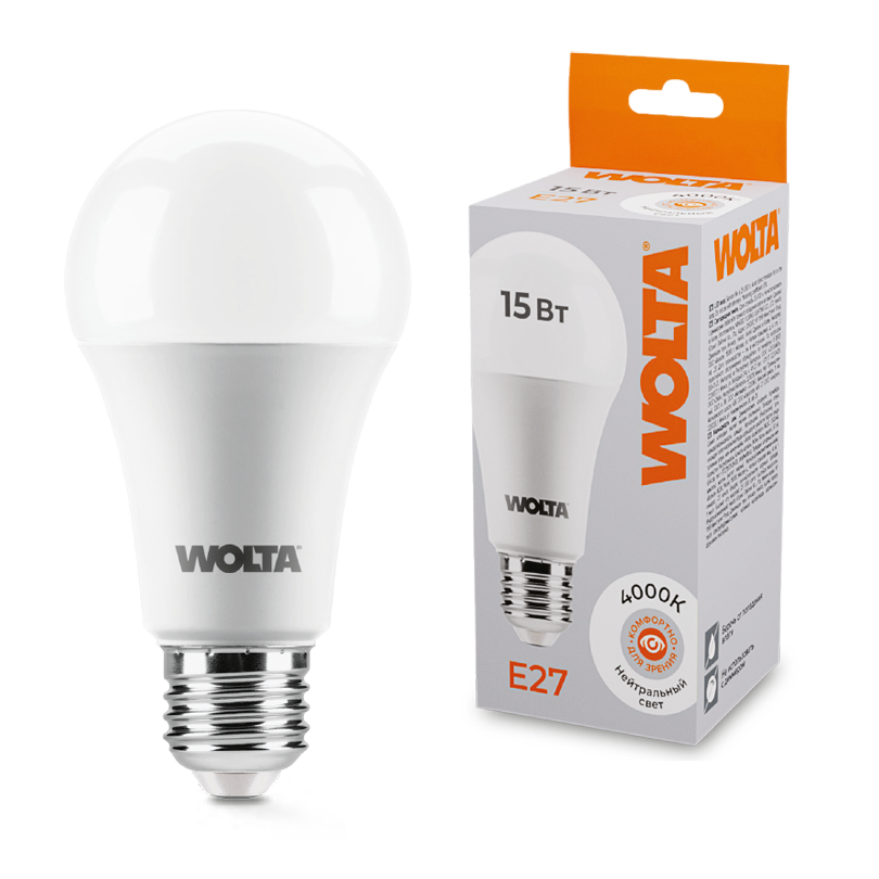 Светодиодная лампа WOLTA 25S60BL15E27 15Вт 4000К E27 25S60BL15E27