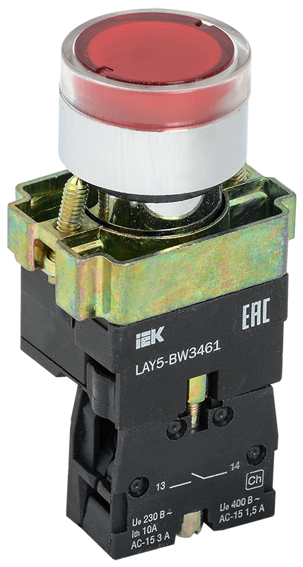 Кнопка управления LAY5-BW3461 с подсветкой красный 1NO IEK