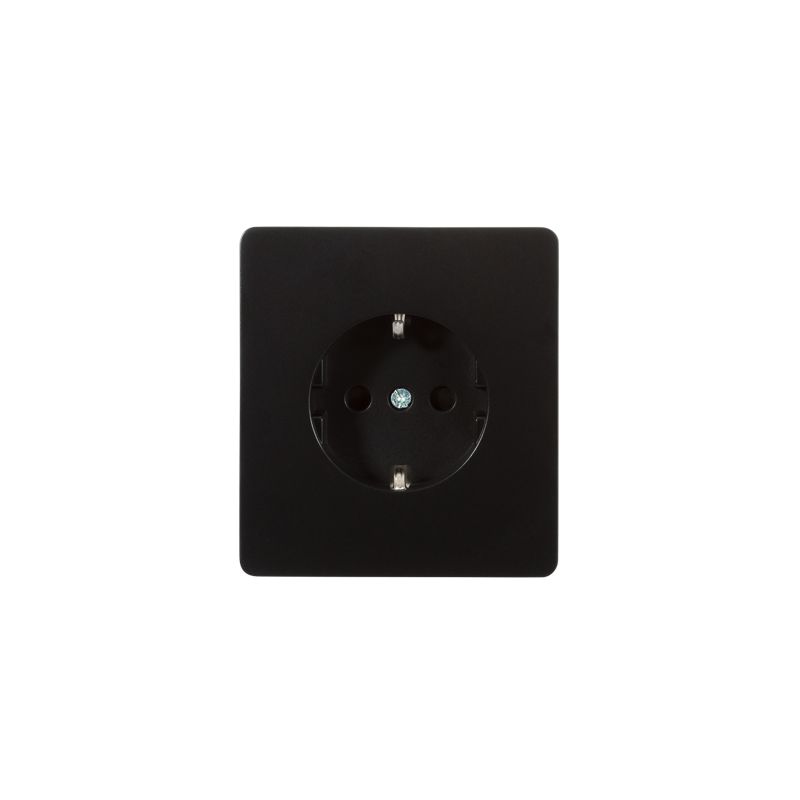 Розетка ROUND 1-ая с/з с/у, со шторками 16А оникс KRANZ KR-78-0701-3