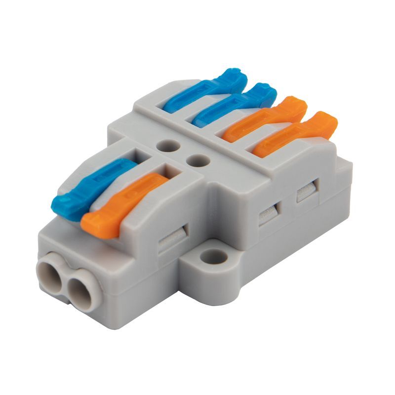 Клемма СМК 2х2 проходная разветвительная 2 полюса, с монтажной площадкой (1 ввод, 2 вывода на полюс) (50 шт./уп.) REXANT 07-5235