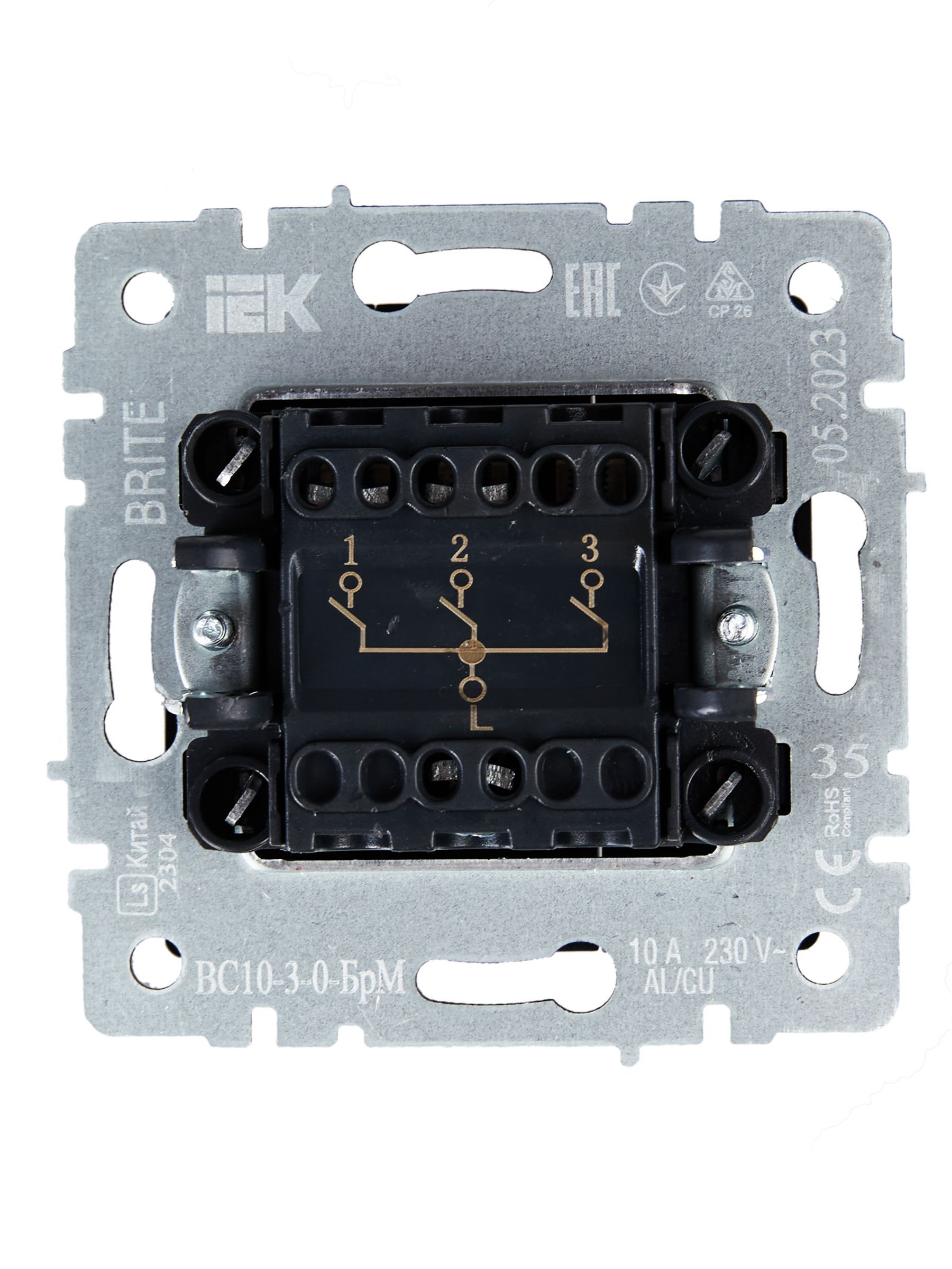 BRITE Выключатель 3-клавишный 10А ВС10-3-0-БрМ маренго IEK - Фото 7