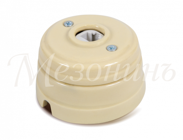 Розетка ретро фарфоровая компьютерная (в комплекте с подъемной рамкой, D70x45), цвет - слоновая кост