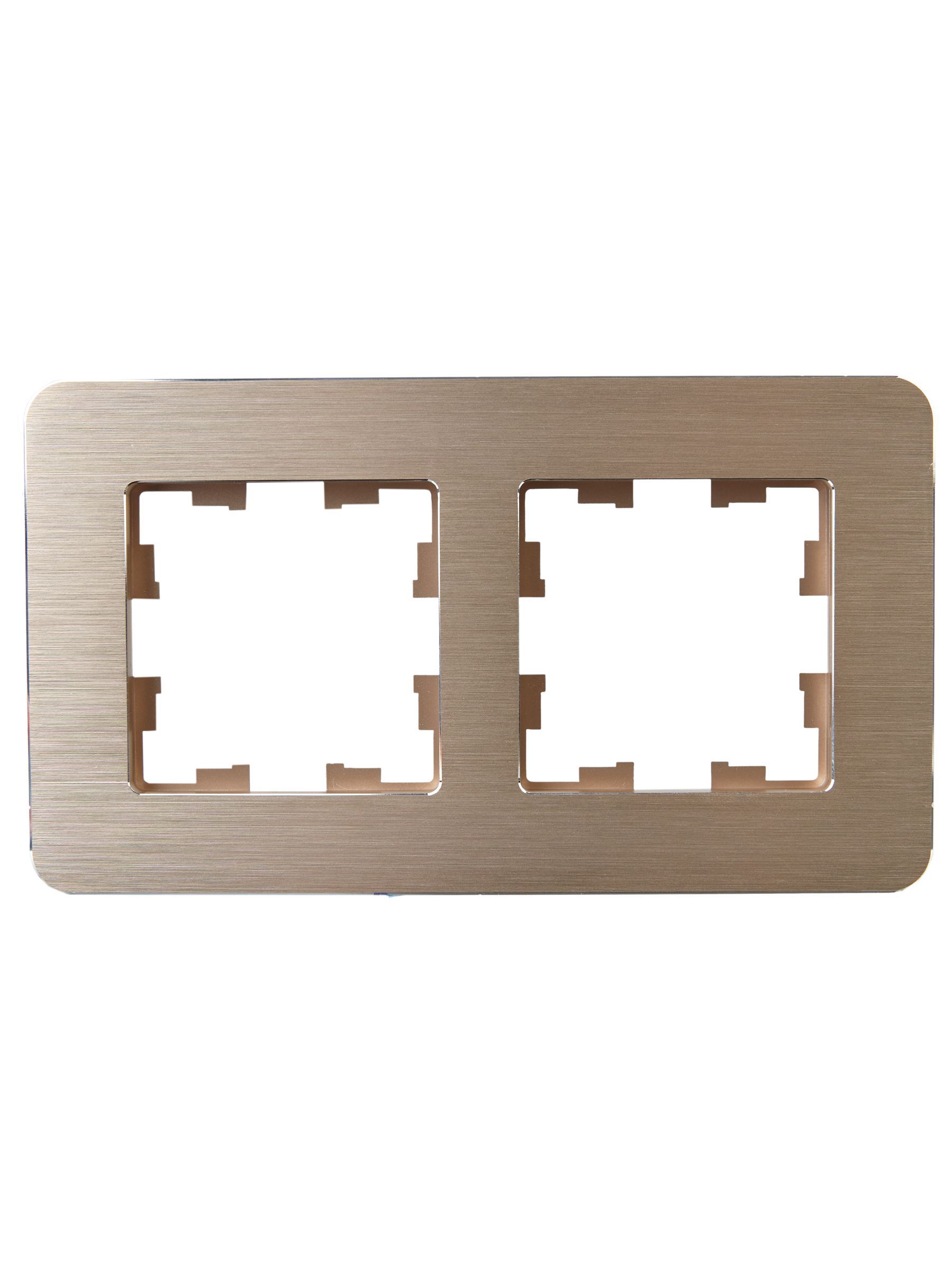 BRITE Рамка 2-местная РУ-2-1-Бр металл шампань RE AL IEK - Фото 6