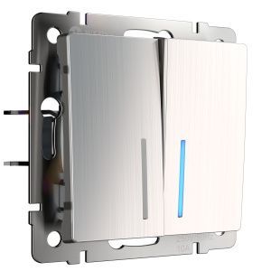 Выключатель двухклавишный с подсветкой (глянцевый никель) Werkel W1120102