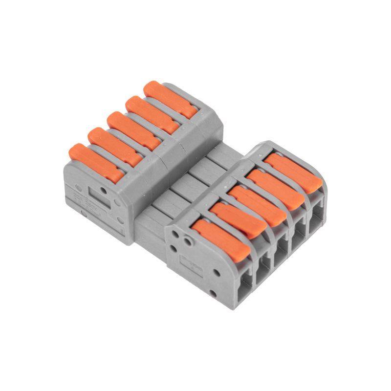 Клемма СМК 222-425R проходная разъемная 5 полюсов серая 0,2-2,5/4мм² (20 шт/уп) REXANT 07-5265