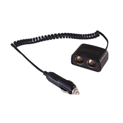 Разветвитель автоприкуривателя, 2 гнезда, спиральный шнур 1,5м REXANT 16-0223