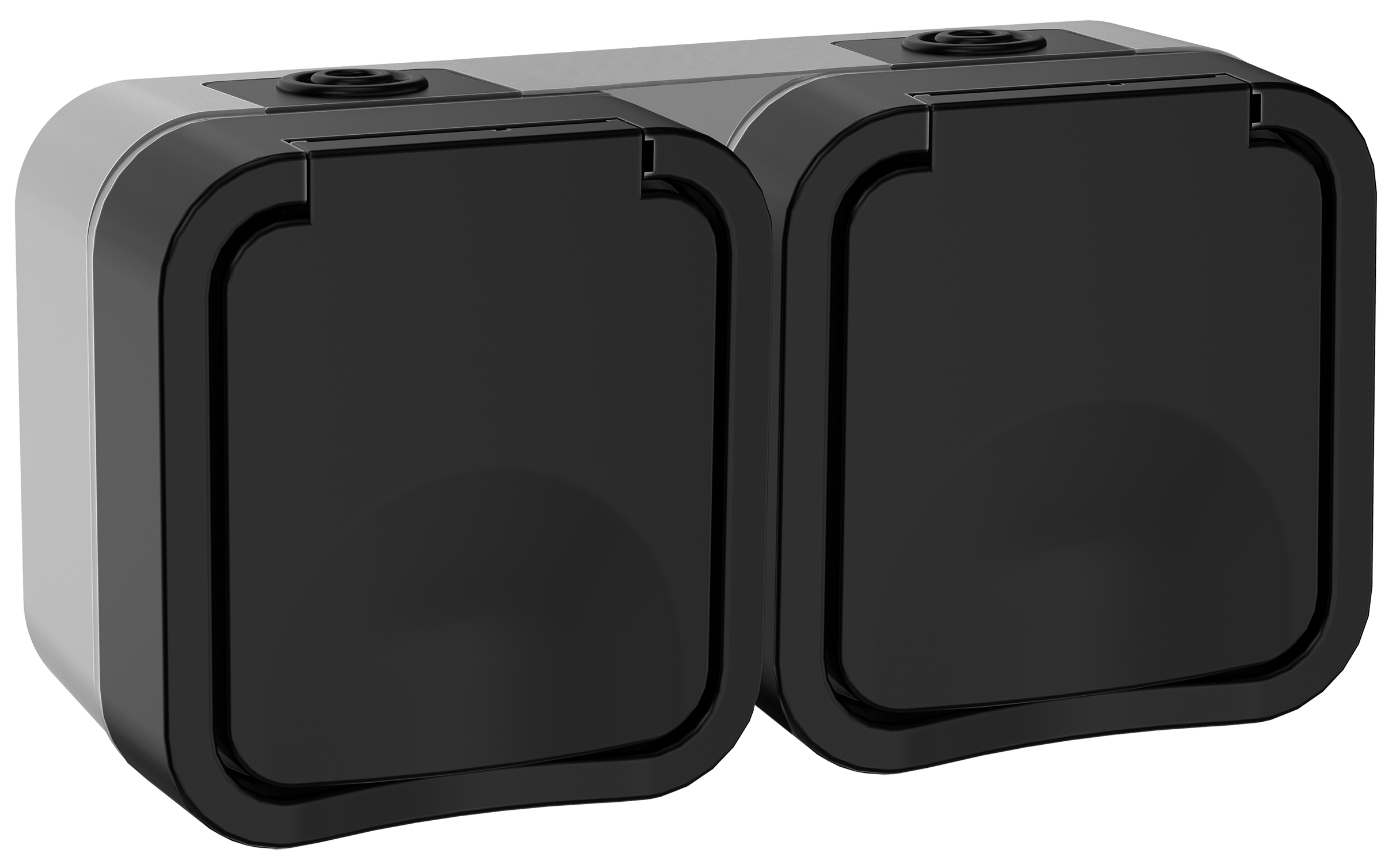 TORS Розетка 2-местная горизонтальная 16А IP55 TS122 графит IEK TS-R26-16-55-G-K53