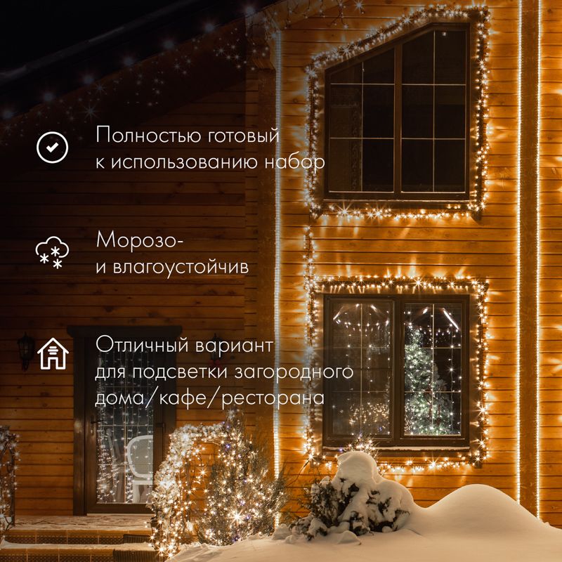 Дюралайт LED, фиксинг (2W), 24 LED/м, теплый белый, 25 м - Фото 2