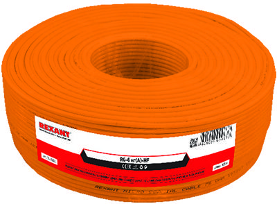 Кабель коаксиальный RG-6U нг(А)-HF, Cu/Al/Cu, 64%, 75Ом, 100м, INDOOR, оранжевый REXANT - Фото 2