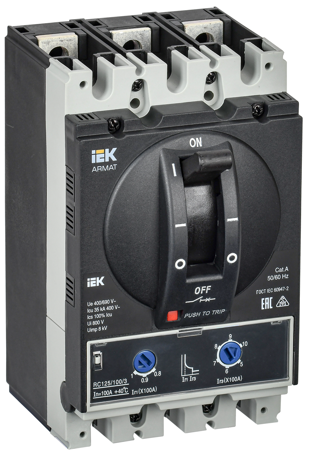 ARMAT Автоматический выключатель в литом корпусе 3P типоразмер A 35кА 100А расцепитель термомагнитный регулируемый IEK