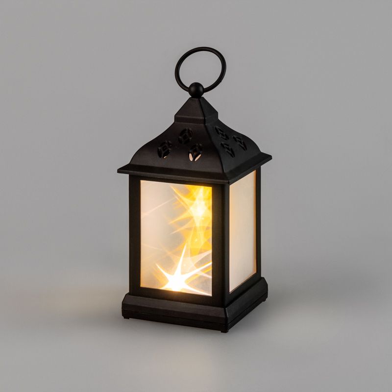 Декоративный фонарь 11х11х22,5 см, черный корпус, теплый белый цвет свечения с эффектом мерцания NEON-NIGHT 513-065