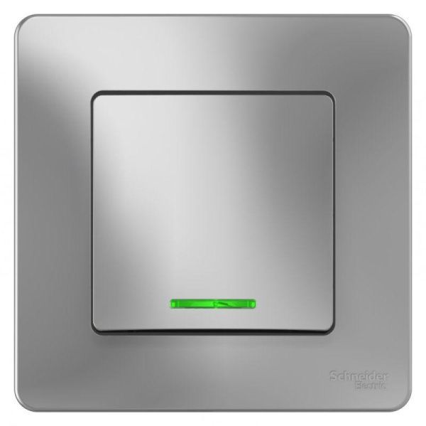 Переключатель проходной 1-кл. СП Blanca 10А IP20 (сх. 6) 250В с подсветкой алюм. SE BLNVS010613