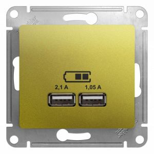 Розетка USB 2-м СП Glossa тип A+A 5В/2100мА 2х5В/1050мА механизм фисташк. SE GSL001033 504578