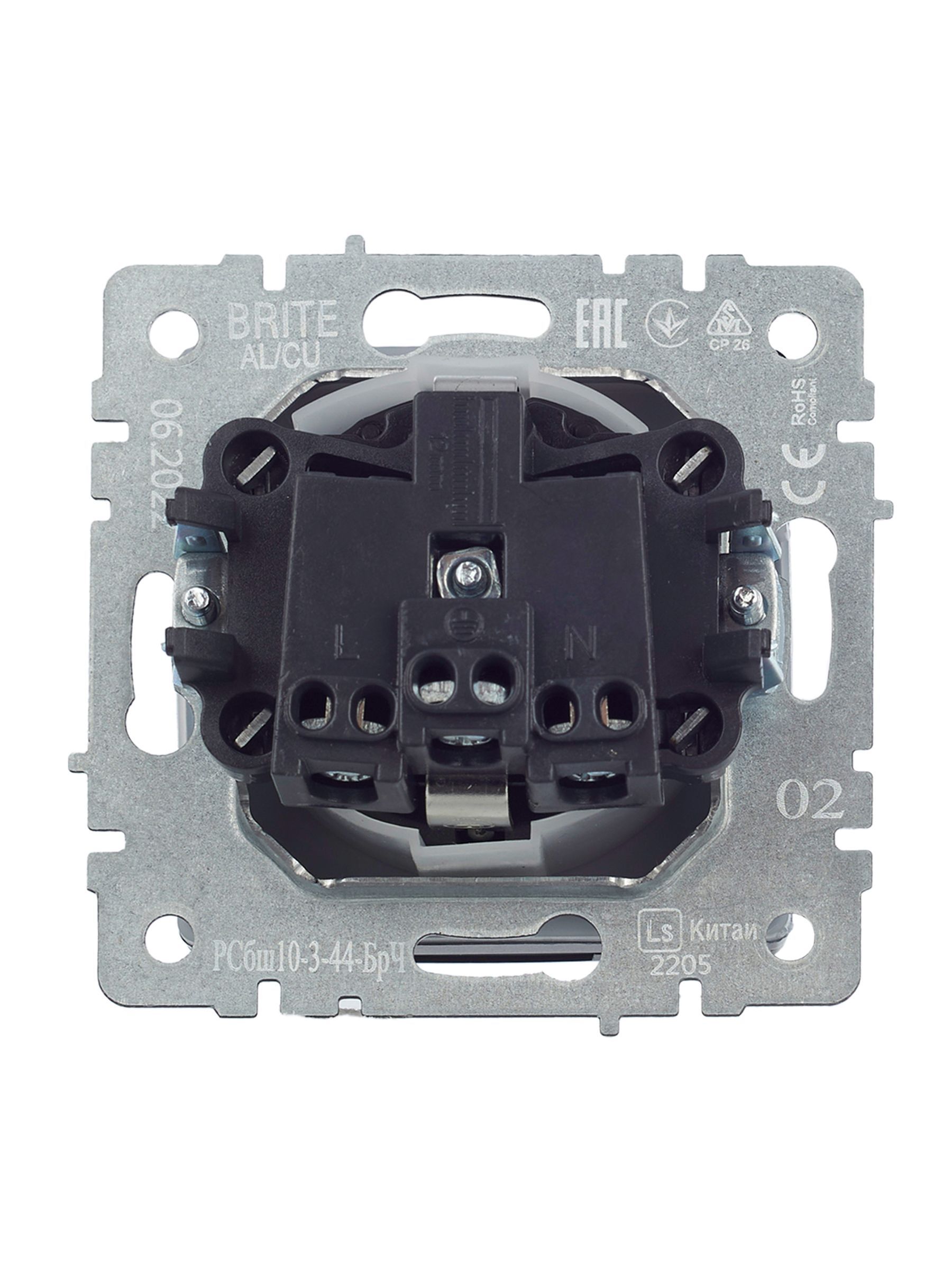 BRITE Розетка 1-местная с заземлением с защитными шторками и крышкой 16А IP44 РСбш10-3-44-БрЧ черный IEK - Фото 8