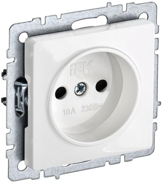 BRITE Розетка 1-местная без заземления без защитных шторок 10А РС10-1-0-БрБ белый IEK BR-R10-10-K01